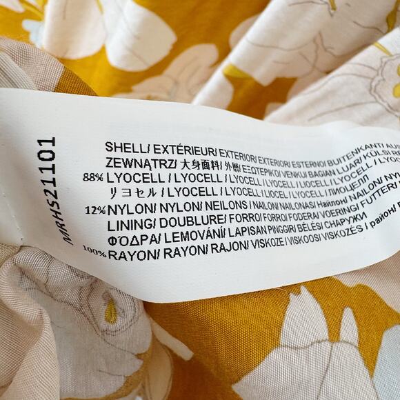 Mon Renn Floral Tiered Maxi Dress Yellow White Tie Straps Size Small - Picture 6 of 6